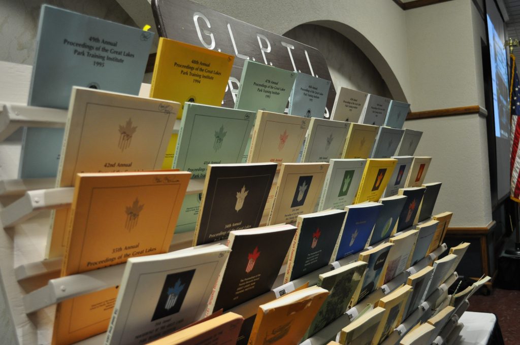 A display holding rows of GLPTI proceeding records from previous years